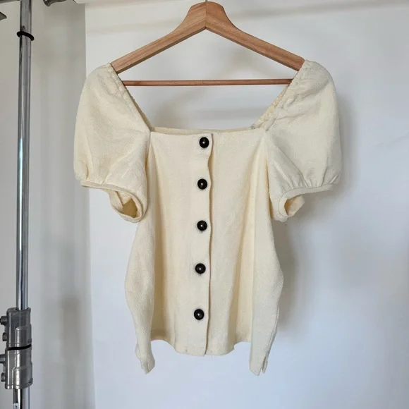 Madewell Cream Button-Up Top - Picture 1 of 5